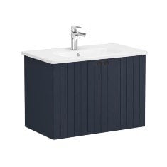 Vitra Root Groove 69294 Lavabo Dolabı, Kapaklı, 80 Cm, Mat Lacivert, Yuvarlak Lavabolu